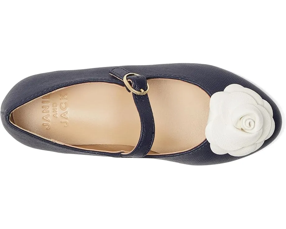 Балетки Janie and Jack с цветочным декором и ремешком на щиколотке