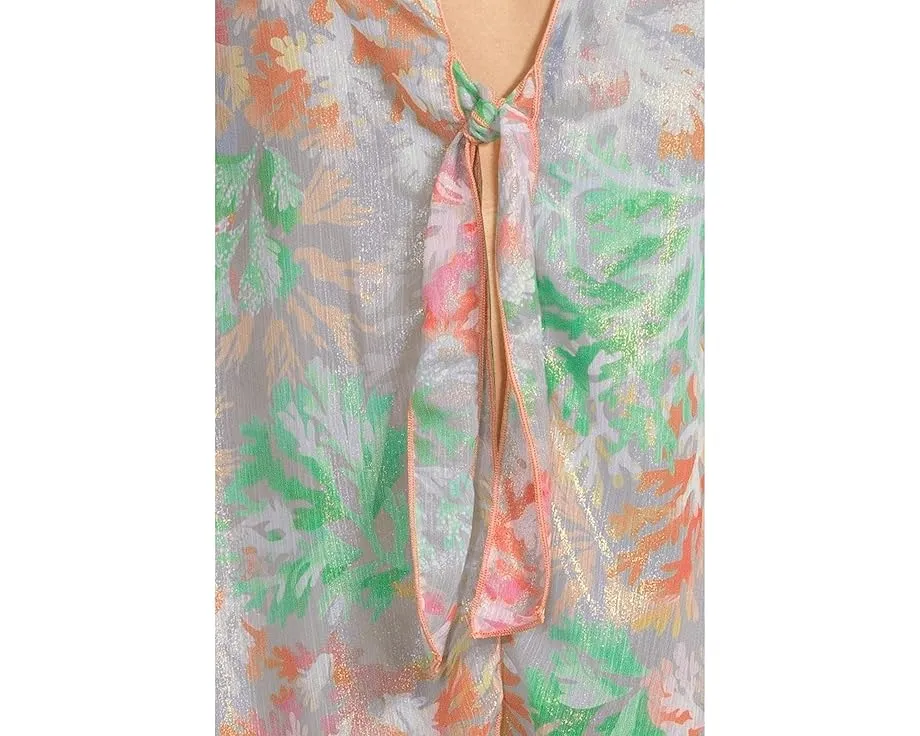 Туника BECCA из шифона с принтом коралловый риф и глубоким вырезом