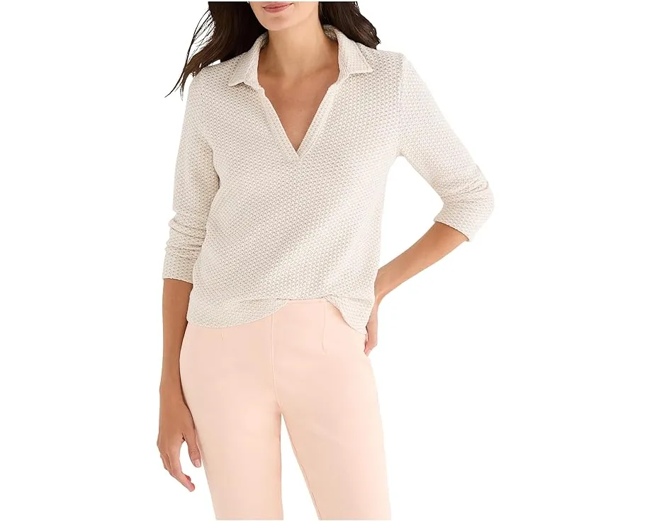 Поло NIC+ZOE Textured Tuck Stitch с V-образным вырезом и воротником