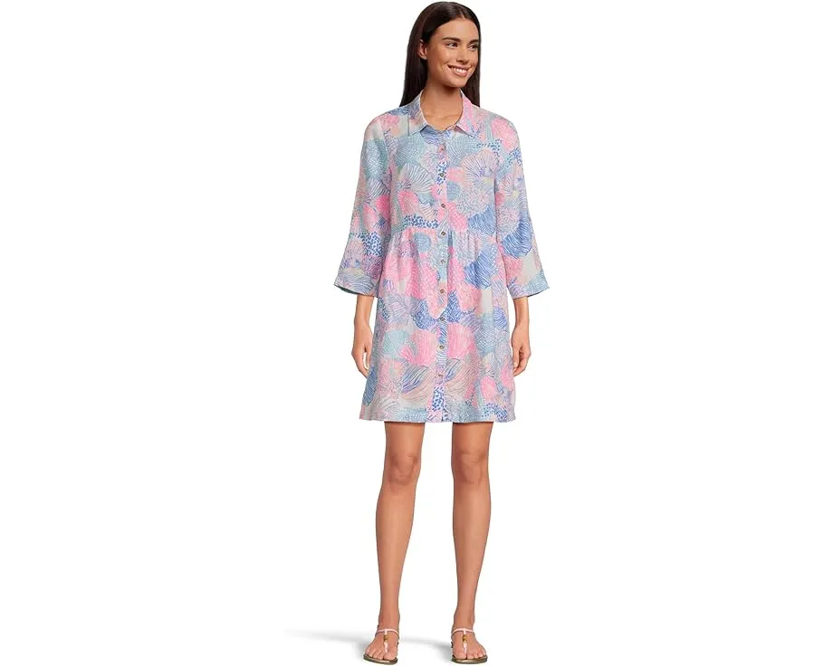 Льняное платье Shaela с воротником и пуговицами