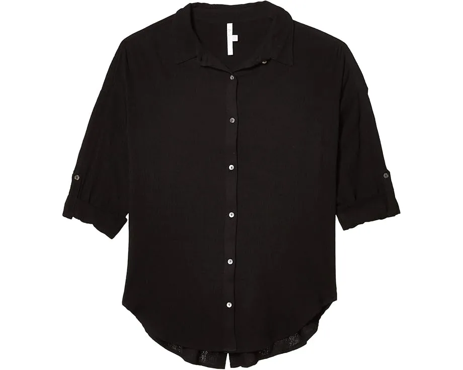 Классическая пляжная рубашка-кардиган Seafolly из хлопкового газа