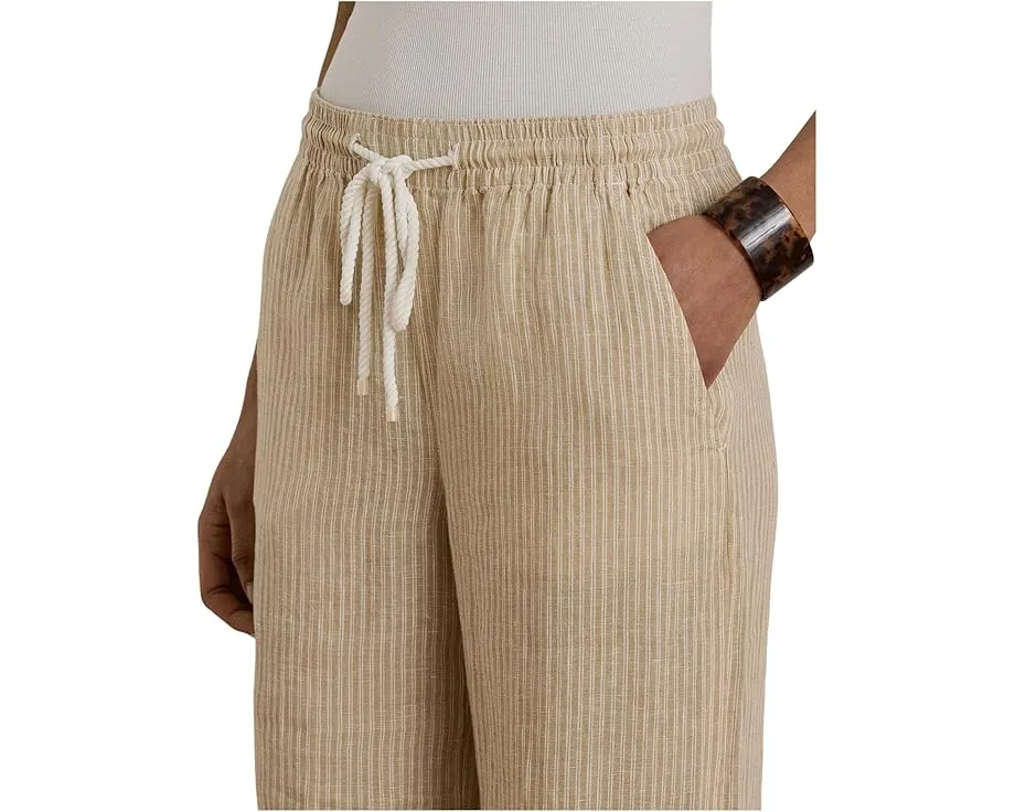 Striped Linen Wide-Leg Pants