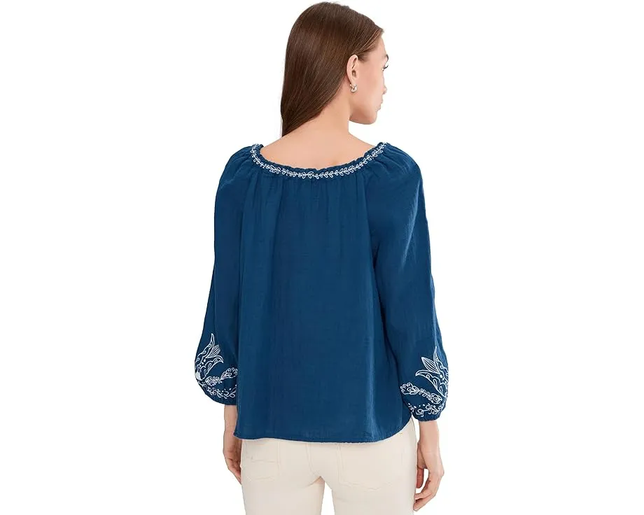 Блуза Liverpool Los Angeles с рукавом 3/4 и вышивкой на эластичной горловине