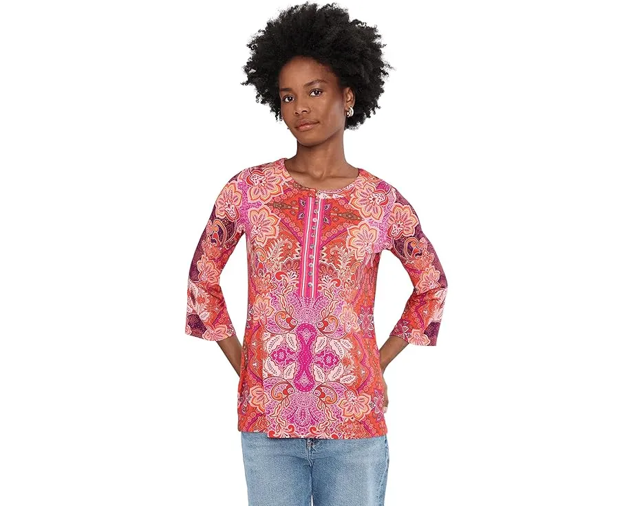 Хенли Johnny Was The Janie Favorite на пуговицах с рукавом три четверти