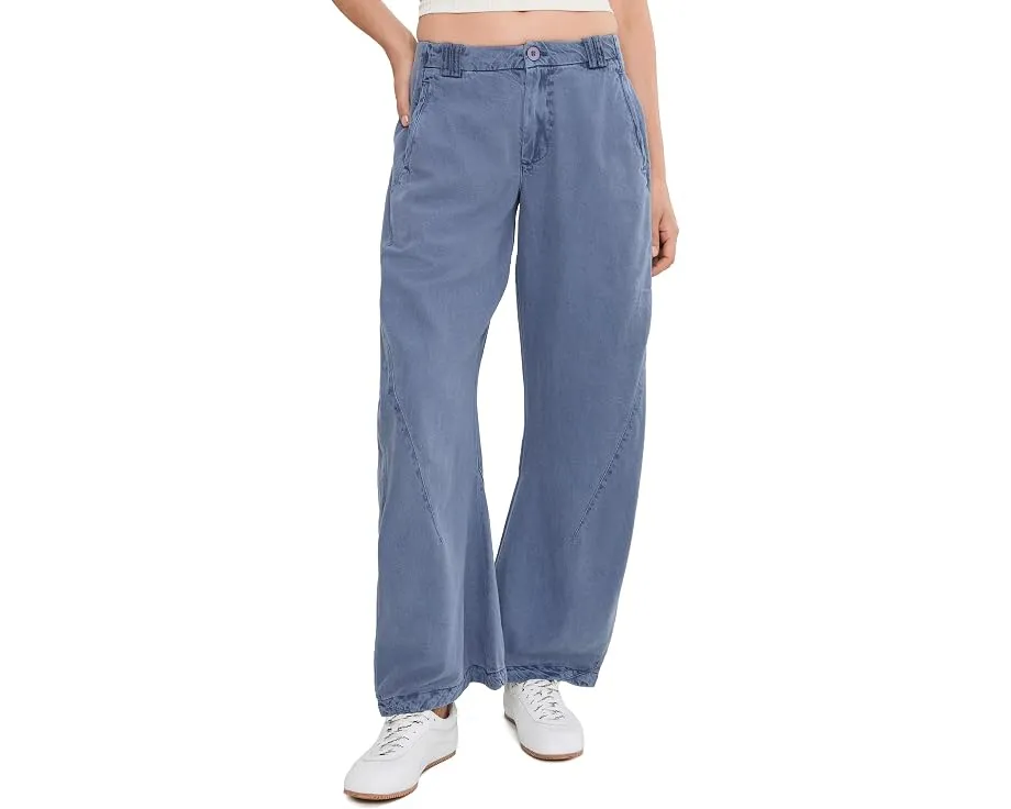 Free People брюки чинос Spotlight Washed Barrel из коричневого хлопка