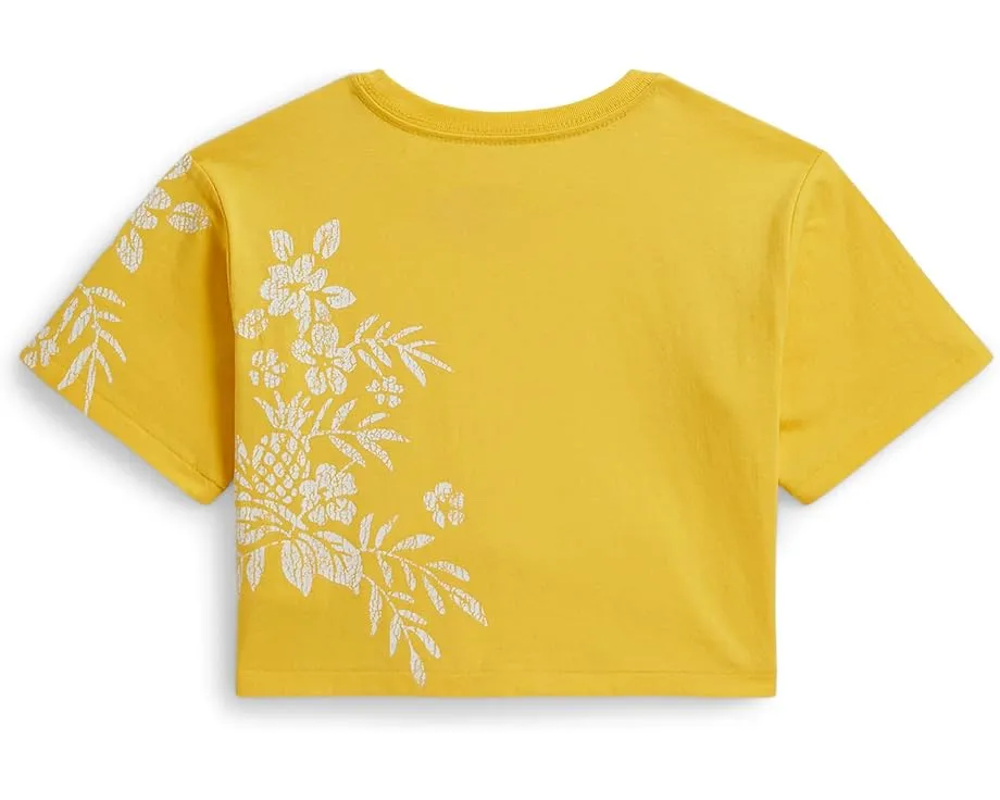 Хлопковая футболка Polo Ralph Lauren Kids свободного кроя с цветочным принтом