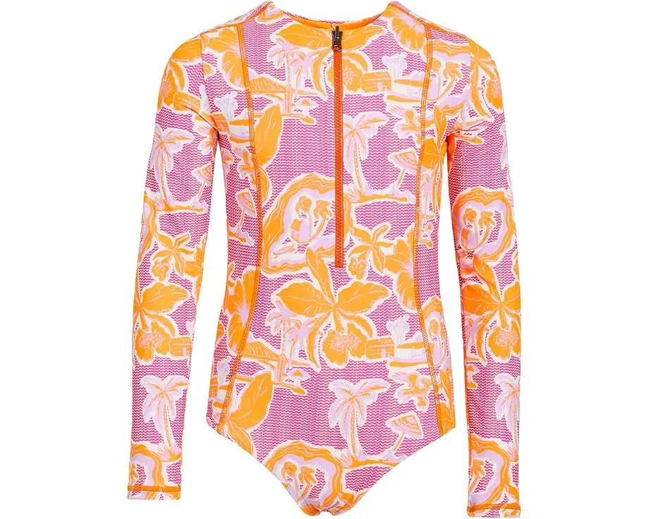Детское обратное купальник Maaji Kids Flamingo Glow Miku с длинными рукавами и молнией