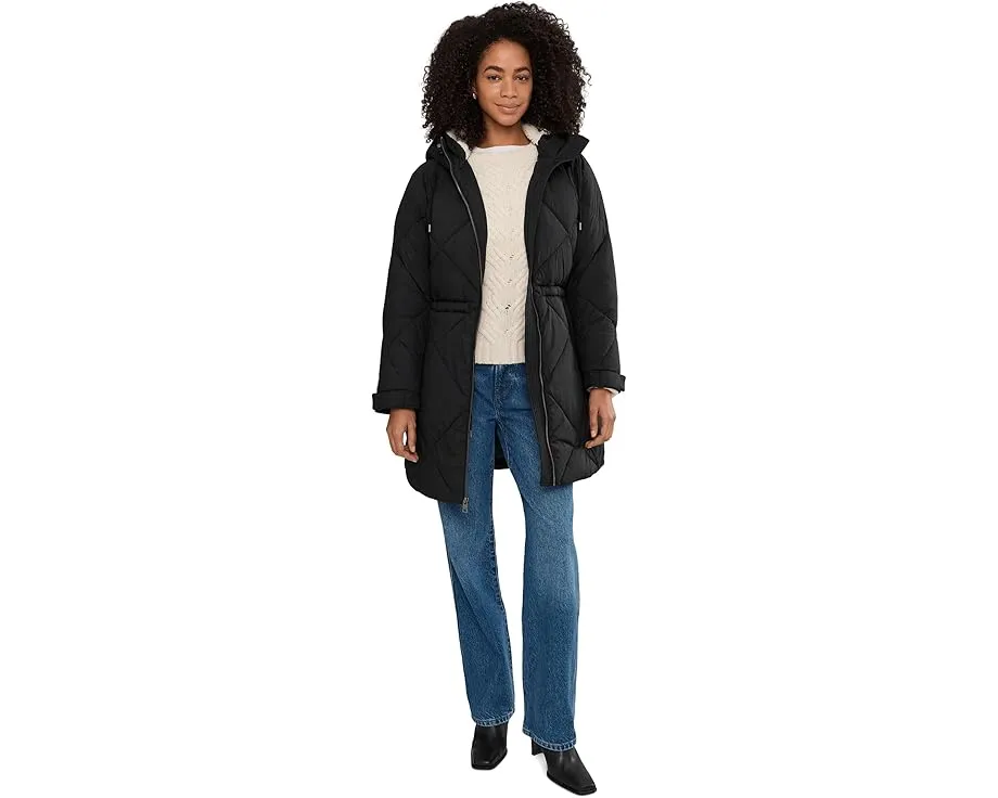 Длинная стеганая парка Levi's с капюшоном из шерпи