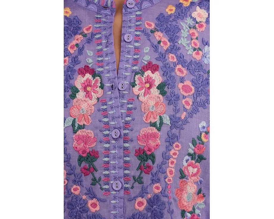 Johnny Was Туника Henley с вышивкой и длинным рукавом