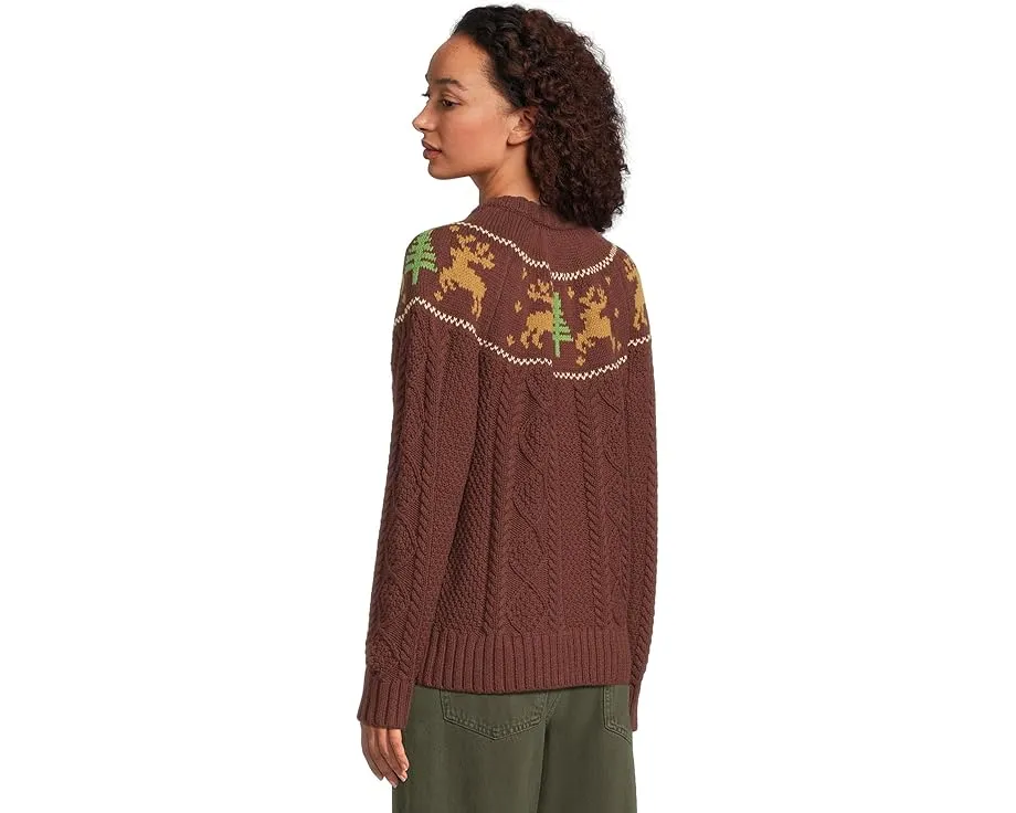 Свитер L.L.Bean Signature Cotton Fisherman с аранами и круглой горловиной