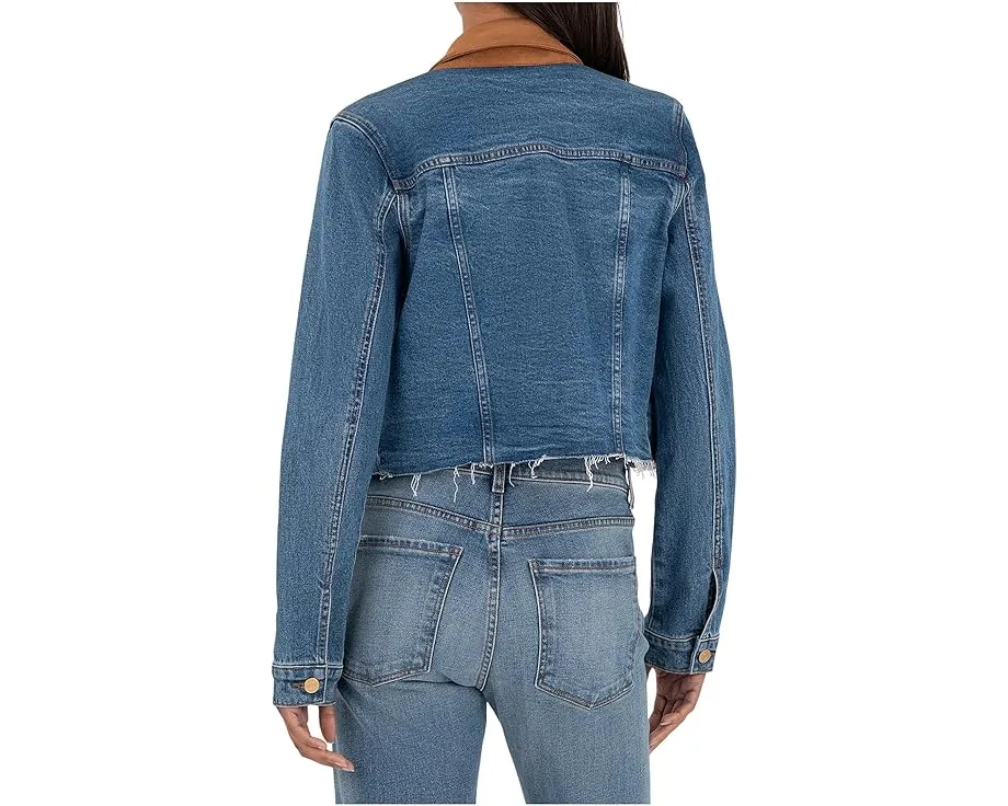 Короткий жакет KUT from the Kloth Kerry с контрастным воротником и сырым краем