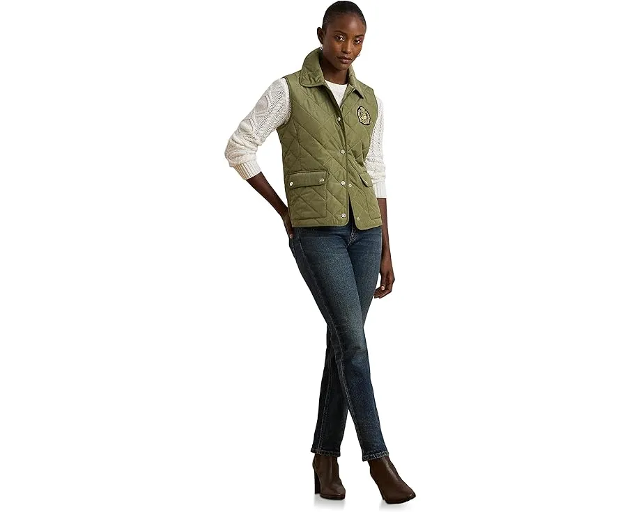 Жилет Lauren Ralph Lauren Quilt Vest W Crest 22 дюйма стеганый с логотипом