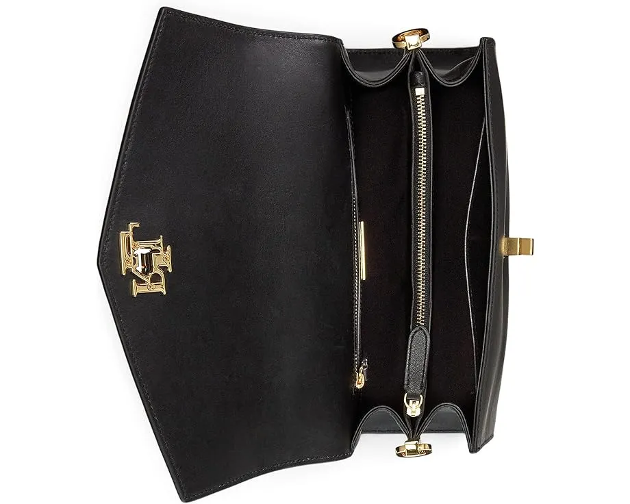 Lauren Ralph Lauren Кожаная сумка среднего размера Farrah с поворотным замком и съемным ремнем