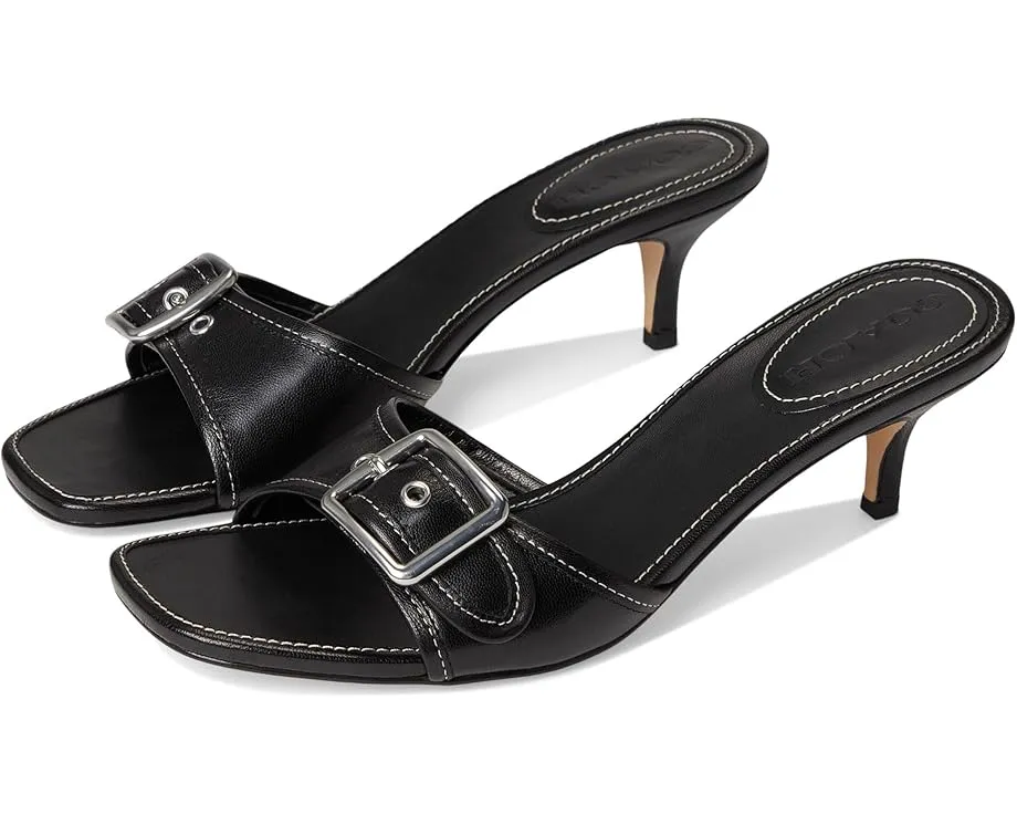 Кожаные босоножки COACH Margot на низком каблуке с пряжкой