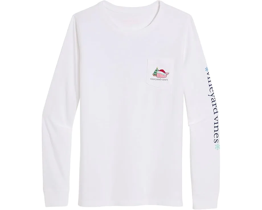 Футболка Vineyard Vines Santa Whale Icon с длинными рукавами и нагрудным карманом