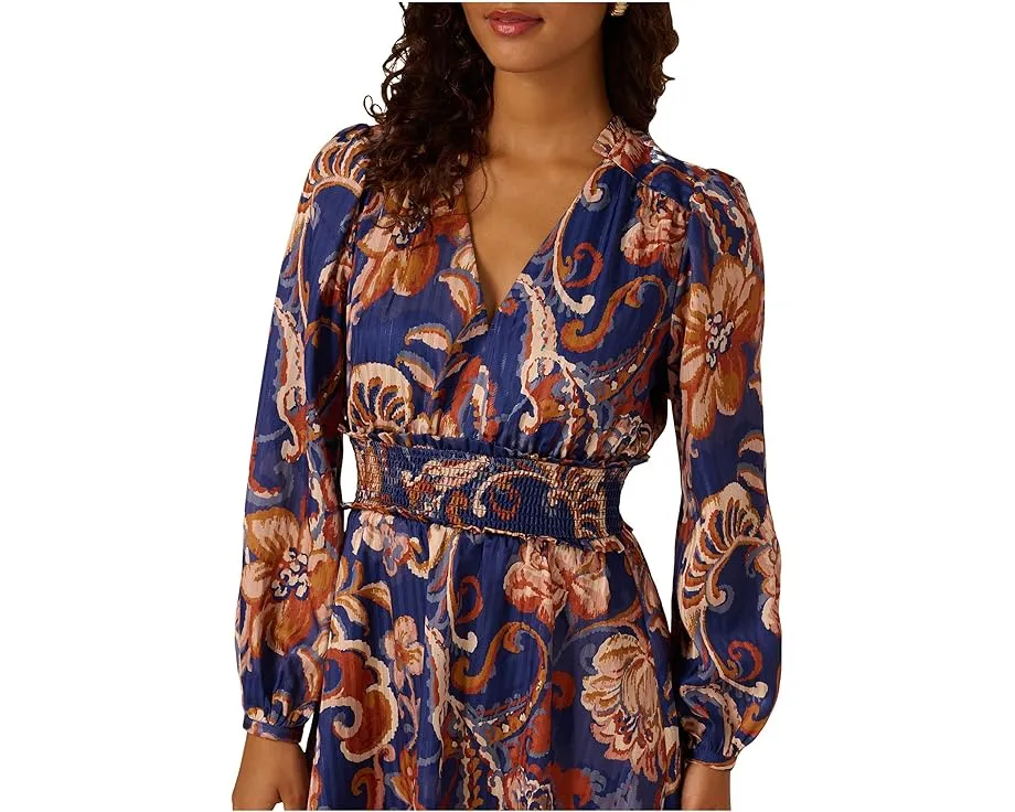 Короткое платье Adrianna Papell с принтом и рукавами епископа