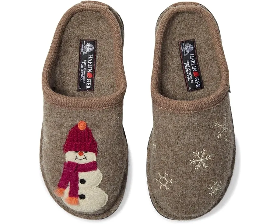 Тапочки Haflinger Snowman с вышивкой снежинок