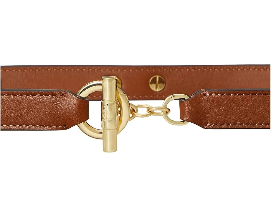 Узкий кожаный ремень Lauren Ralph Lauren с застежкой-переключателем