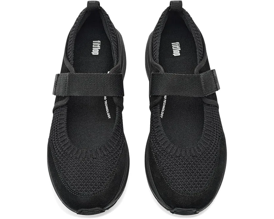 Туфли FitFlop F-mode Flow Mary Jane из трикотажа и замши