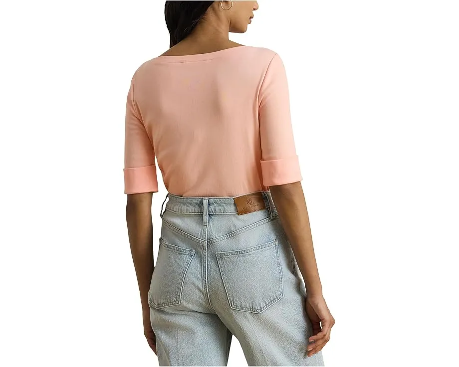Топ Lauren Ralph Lauren из хлопка с эластаном с лодочкой
