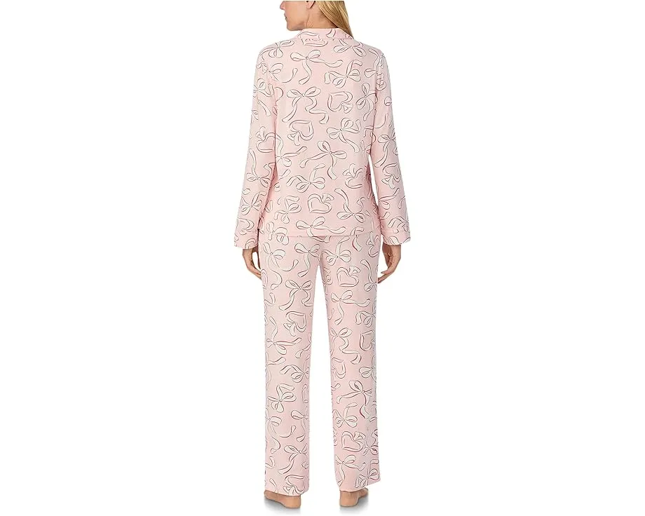 Пижамный комплект Kate Spade New York из велюрового джерси с длинным рукавом и лацканами