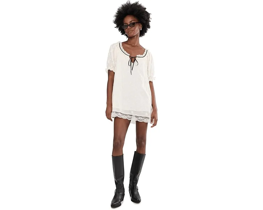 Мини-платье Free People Juno с вышивкой и пышными рукавами