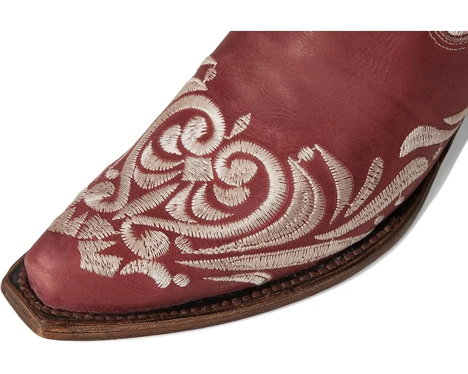 Ботинки Corral L6223 с красной вышивкой и молнией на щиколотке