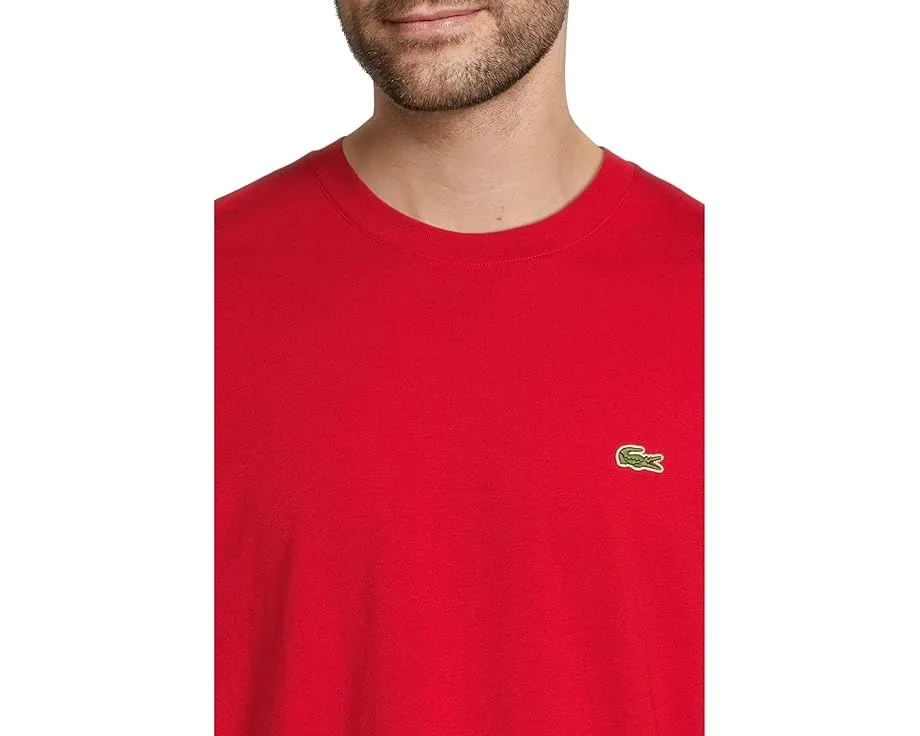 Хлопковая футболка Lacoste с вышитым крокодилом на груди