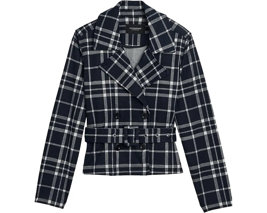 Короткое тренч Liverpool Los Angeles с поясом и принтом в полоску