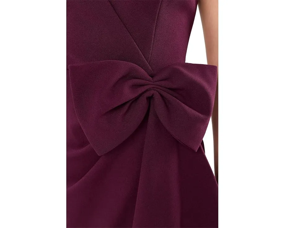Adrianna Papell платье короткое V-Neck Crepe с бантом и боковым разрезом