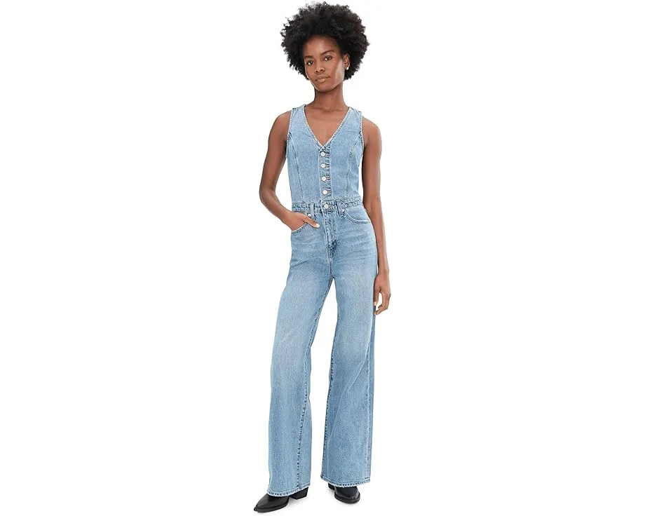 Levi's Denim Vest Wideleg Jumpsuit комбинезон без рукавов с широкими брючинами и V-образным вырезом