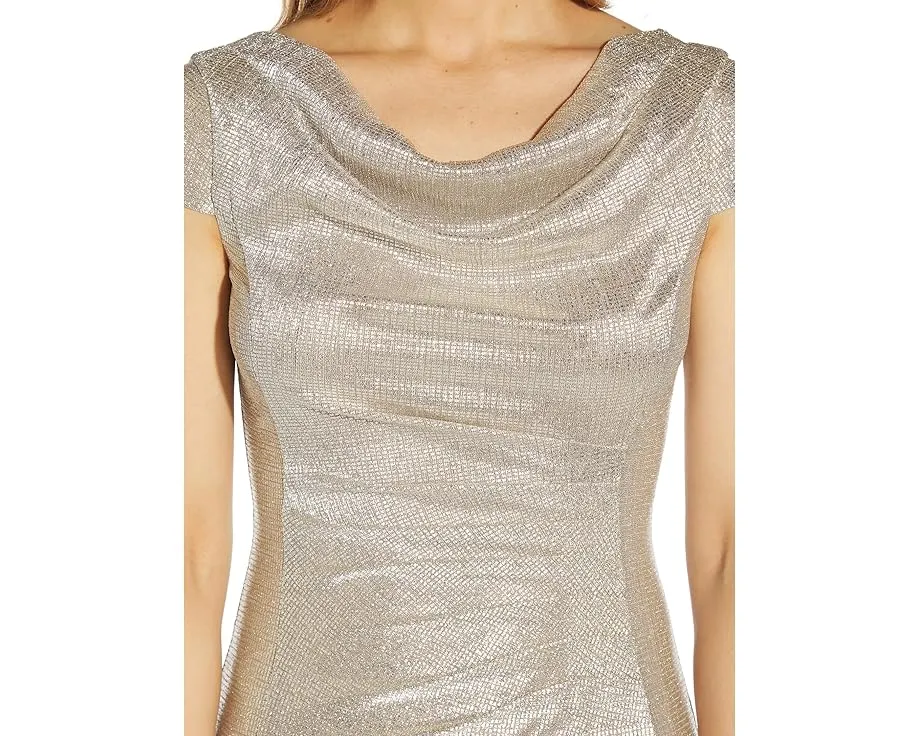 Вечернее платье Adrianna Papell Metallic Knit с драпированным вырезом