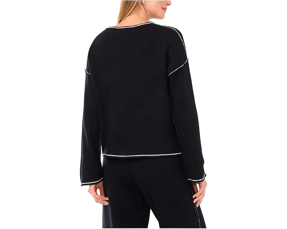 Свитер Vince Camuto с V-образным вырезом и контрастной вязкой