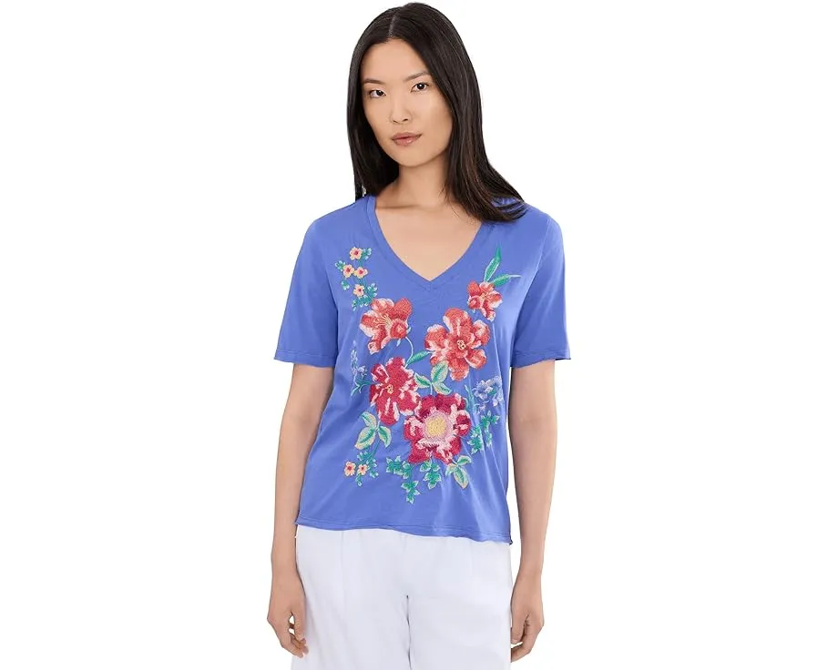 Футболка Raw Hem V Neck с принтом Celiora Johnny Was