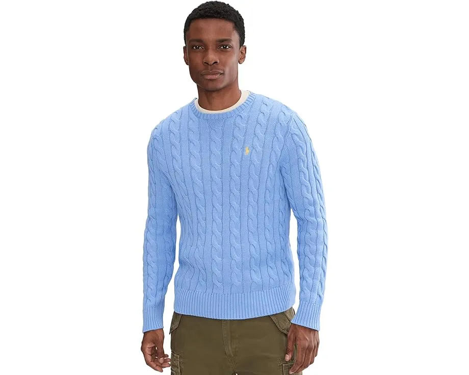 Свитер Polo Ralph Lauren с косой вязкой из хлопка и круглой горловиной