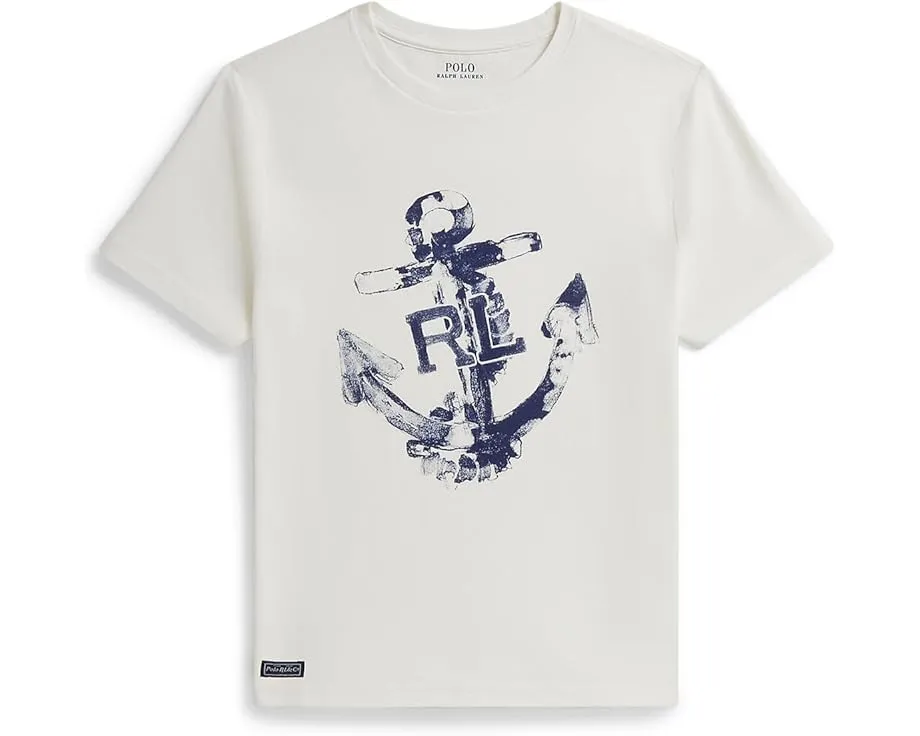Футболка с принтом якоря из хлопкового джерси для детей постарше Polo Ralph Lauren Kids