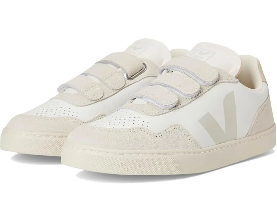 Детские кроссовки VEJA Small V-90 из премиальной кожи с тремя липучками