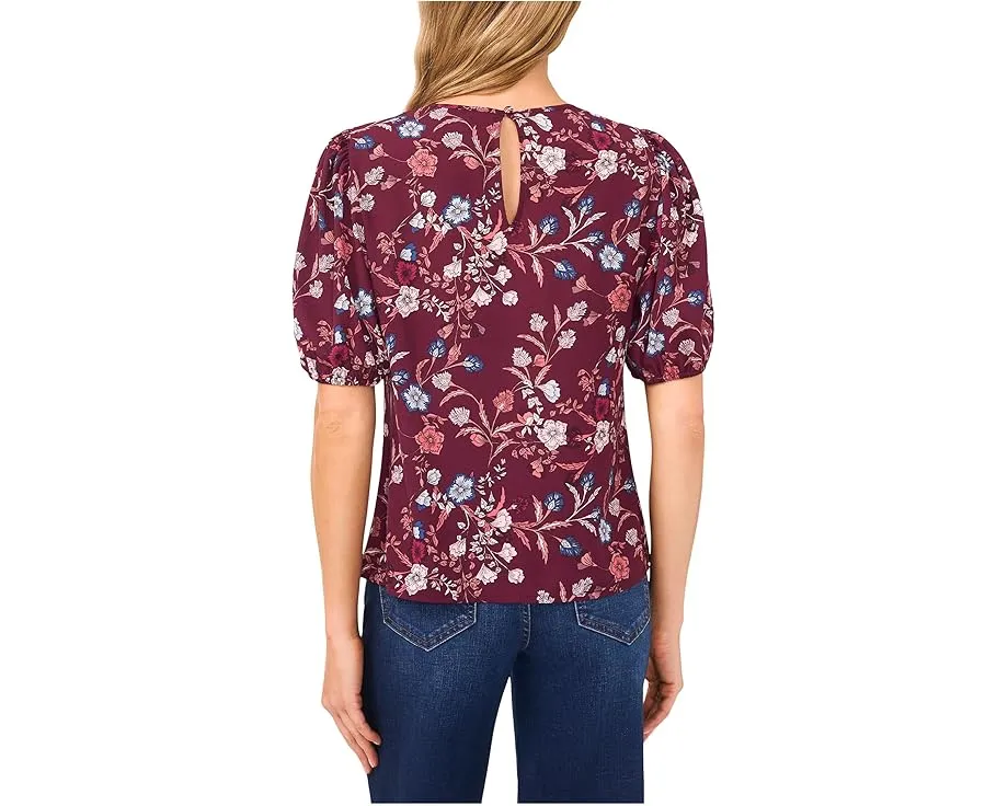 Топ CeCe с коротким пышным рукавом и шнуровкой спереди