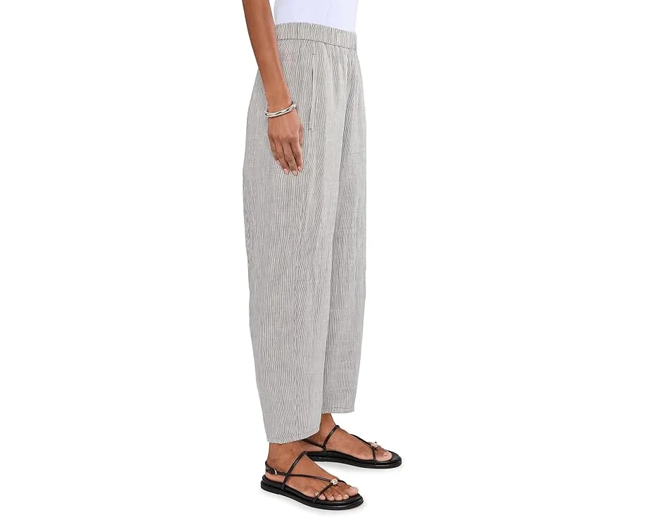 Striped Organic Linen Sheen Ankle Lantern Pants