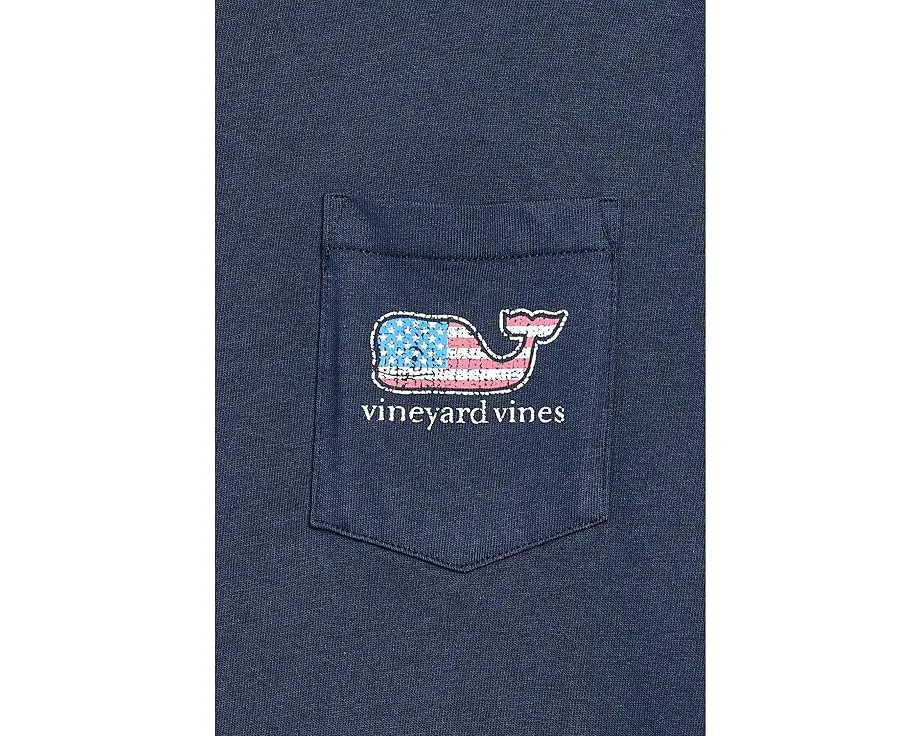 Детский футболка Vineyard Vines Flag Whale с карманом и коротким рукавом