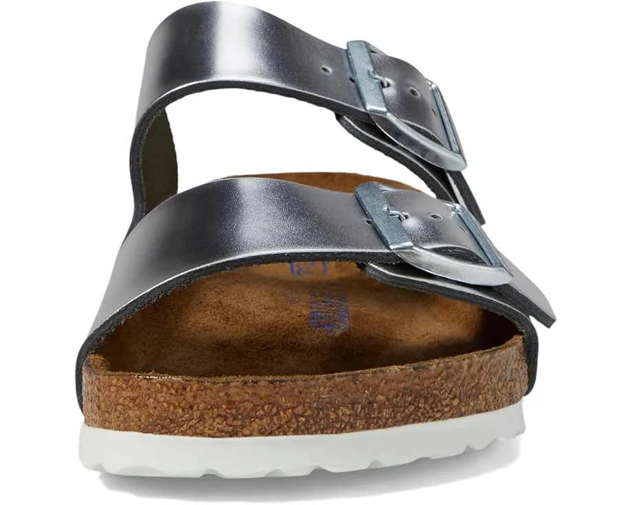 Сандалии Birkenstock Arizona Soft Footbed из металлизированной кожи с пробковой стелькой
