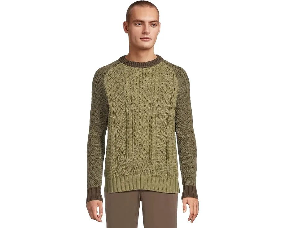 L.L.Bean Хлопковый свитер Fisherman с воротником-поло и цветными блоками в облегающем крое