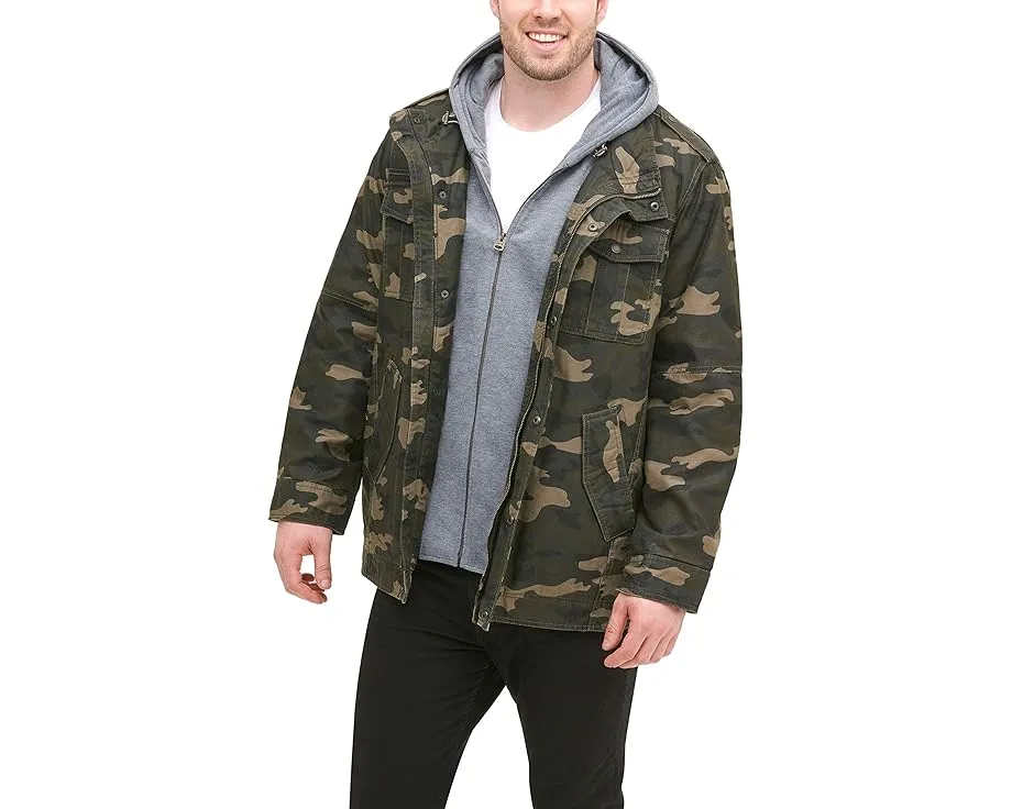 Levi's военная куртка с капюшоном из постиранного хлопка и подкладкой Sherpa