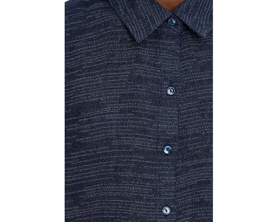 Рубашка Eileen Fisher Petite с классическим воротником из льняной марли в полоску