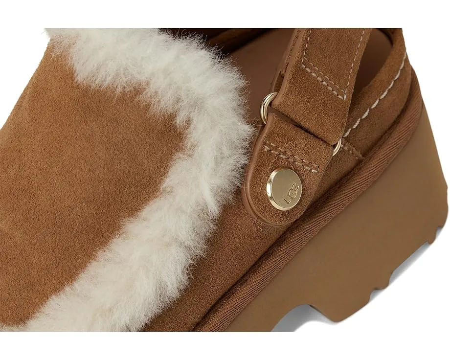 UGG Esmee Clogs сабо из замши с регулируемым ремешком и меховой оторочкой