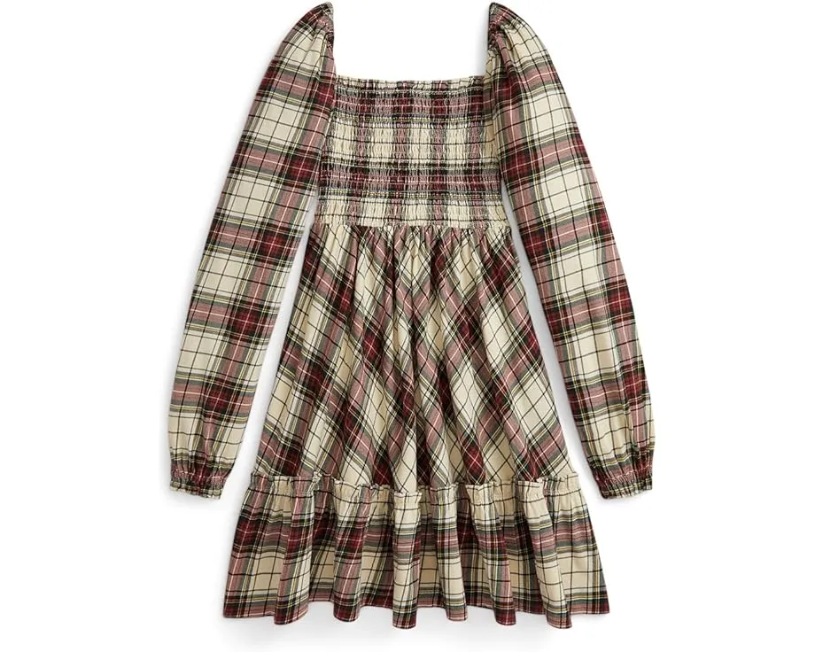 Хлопковое платье в клетку с рюшами Polo Ralph Lauren Kids для старших детей