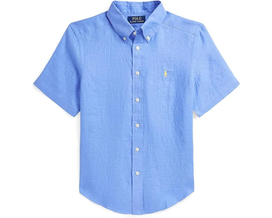 Льняная рубашка Polo Ralph Lauren с коротким рукавом для детей