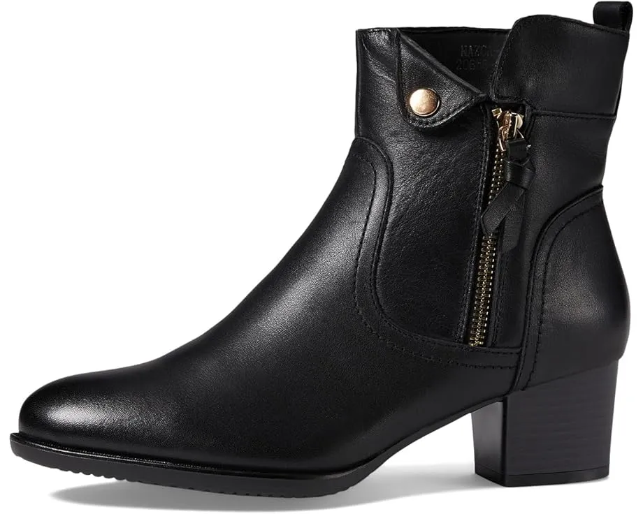 Ботильоны Nazca на удобном каблуке с кнопкой и молнией из кожи