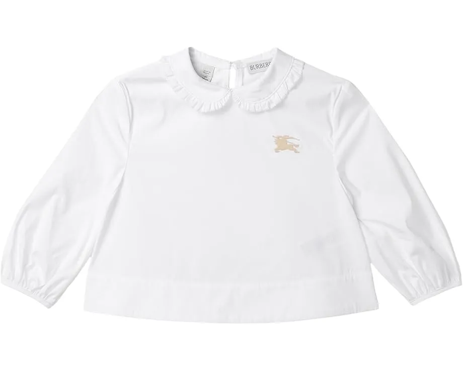 Блузка Burberry Kids Cora Long Sleeve с длинным рукавом и рюшами на воротнике