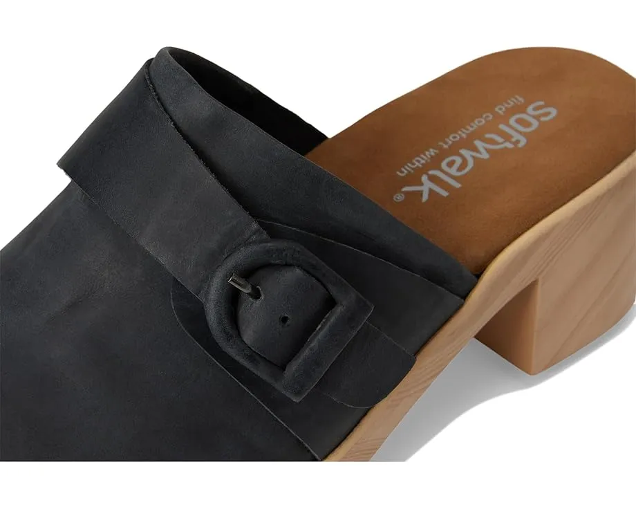 Клоги SoftWalk Ferrara с деревянной платформой и выразительной пряжкой